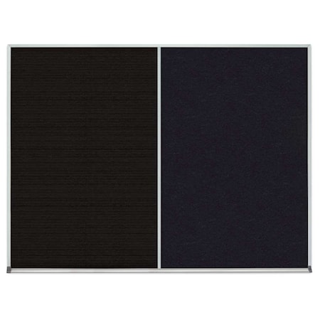 United Visual Products Double Door Radius Corkboard, 60"x36", Bla UV7004RC-BLACK-PEARL